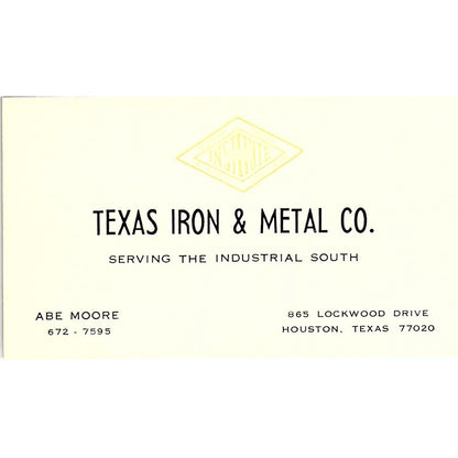 Abe Moore Texas Iron & Metal Co Houston Vintage Business Card SE5-B2