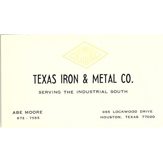 Abe Moore Texas Iron & Metal Co Houston Vintage Business Card SE5-B2