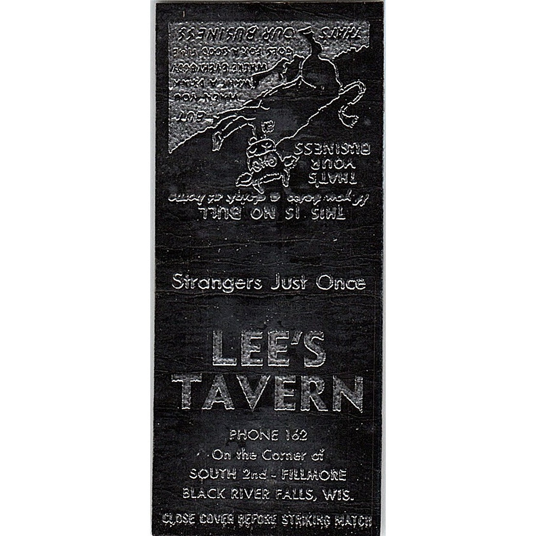 Lee's Tavern Black River Falls WI Vintage Matchbook Cover SF3-Y6