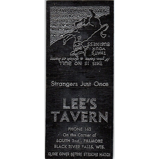 Lee's Tavern Black River Falls WI Vintage Matchbook Cover SF3-Y6