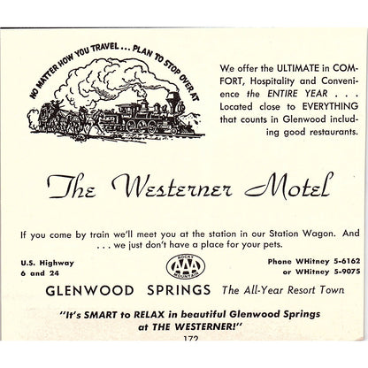 Starlight Lodge, The Western Motel Glenwood Springs CO 1958 Ad AG1-H2