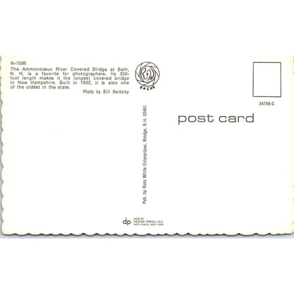 Ammonoosuc River Bath New Hampshire N-1586 Covered Bridge Postcard PB13