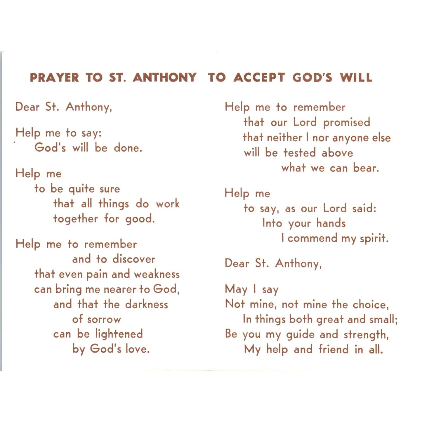 Prayers to St. Anthony Vintage Catholic Prayer Leaflet TH2-PC2