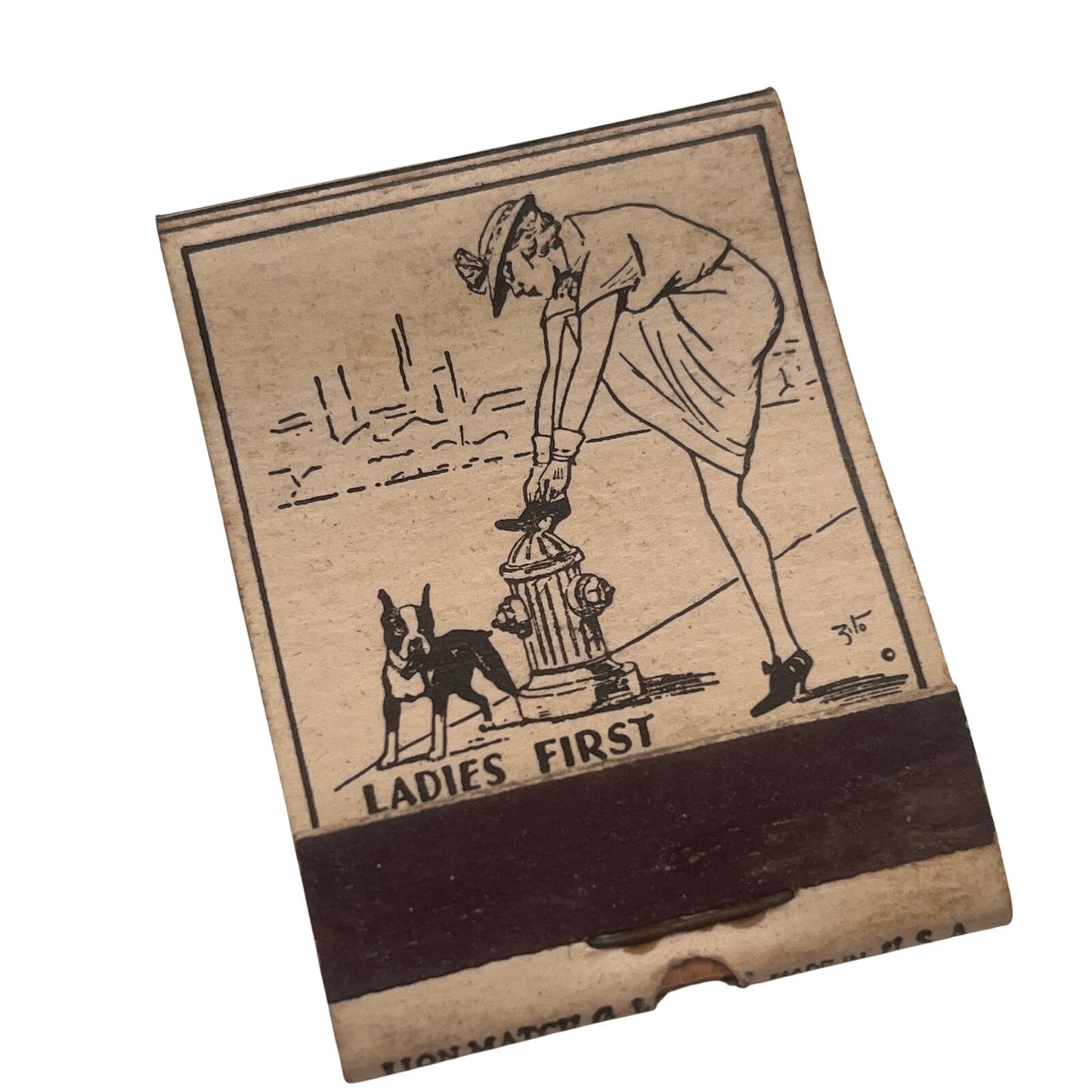 Boston Terrier Dog Etchings Hoffman Studios NY Vintage Matchbook Cover TB8-MB2-4