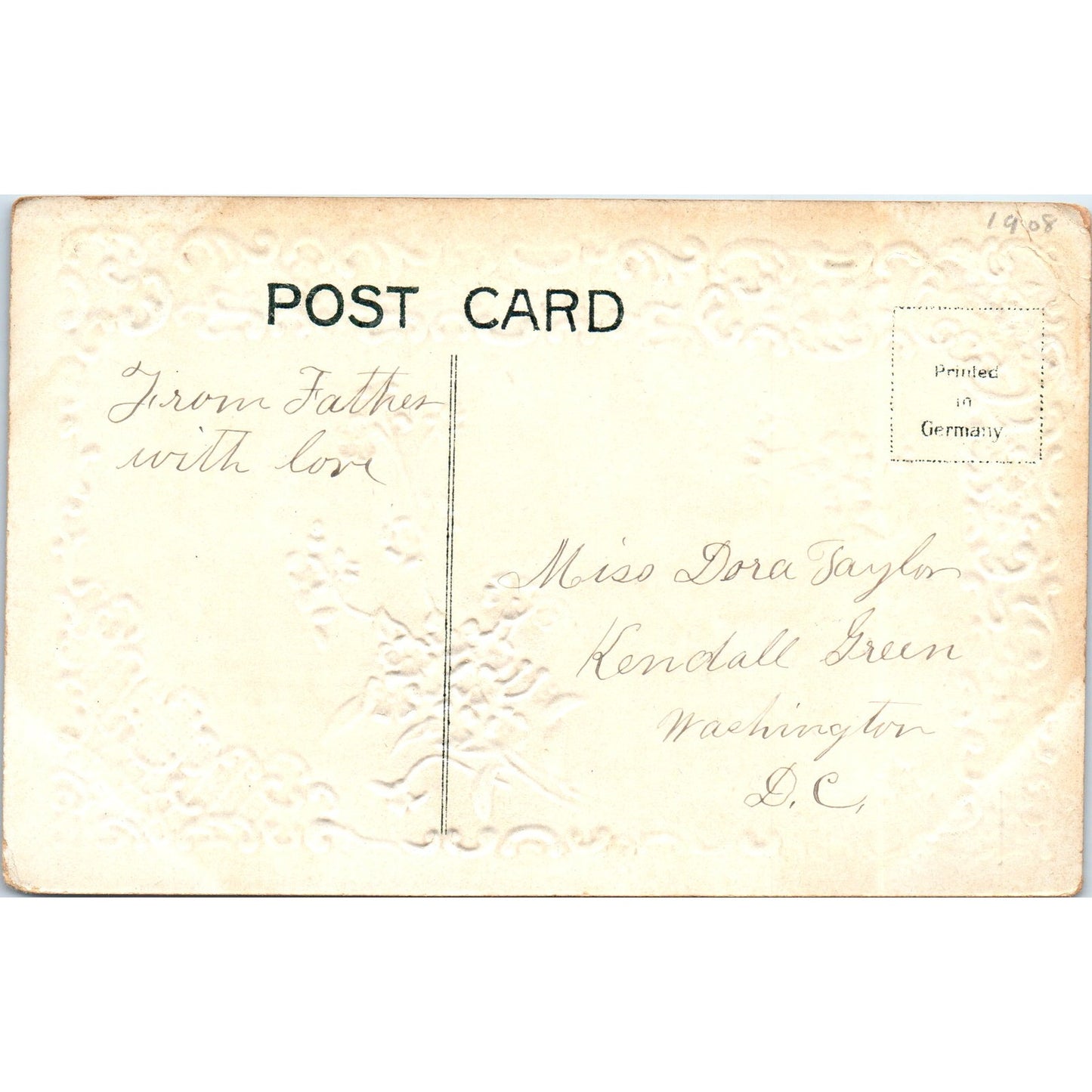 c1910 Edwardian A Token of Love Forget-Me-Nots Embossed Postcard PE1