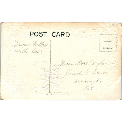c1910 Edwardian A Token of Love Forget-Me-Nots Embossed Postcard PE1