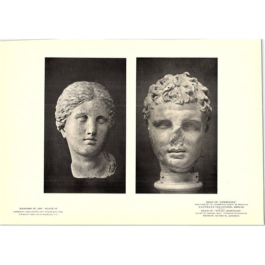 Head of Aphrodite, Head of Young Hercules Praxiteles 1902 Litho Art Print AF4-9