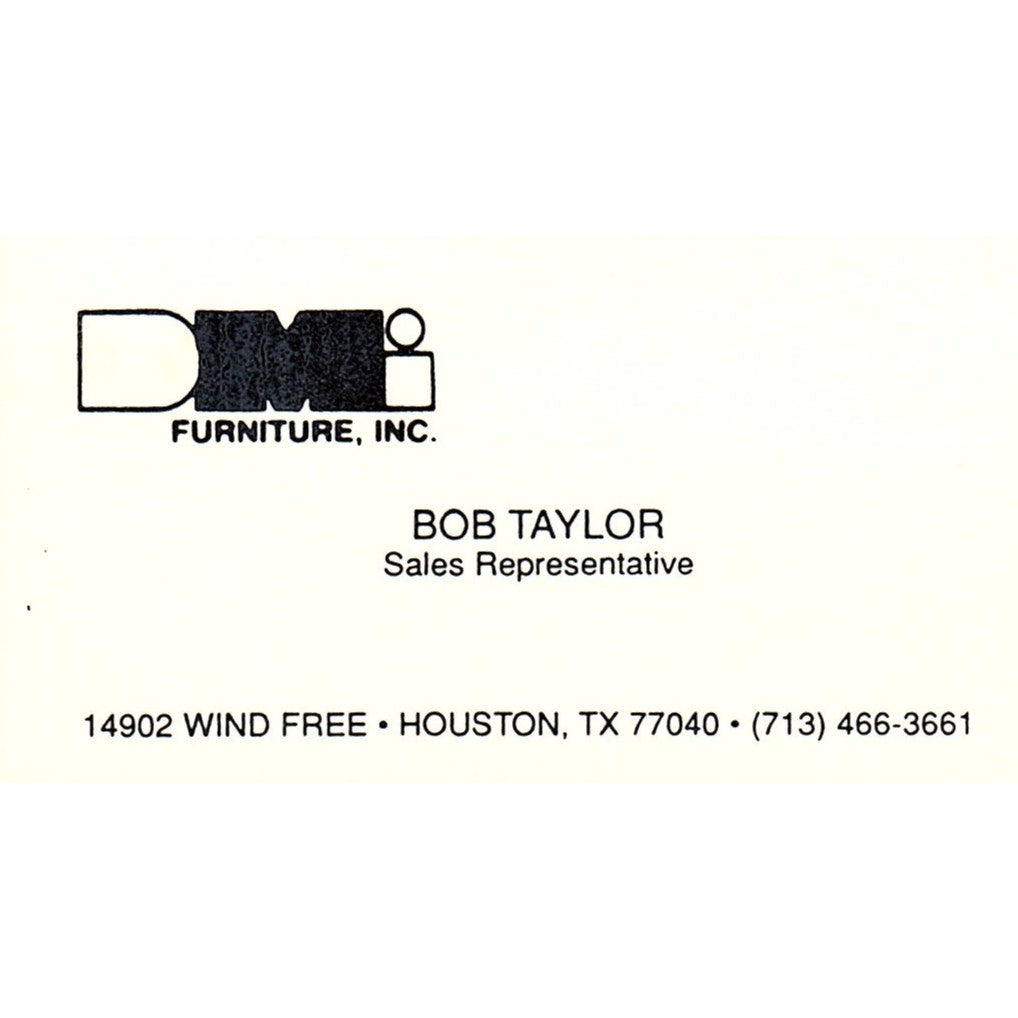 Bob Taylor DMi Furniture Inc Houston Vintage Business Card SC9-B8