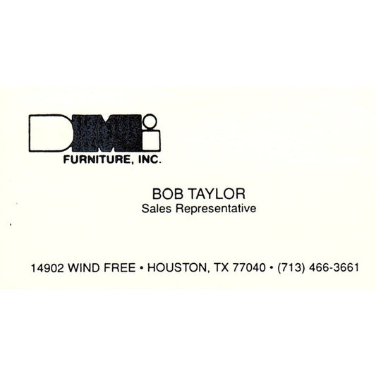Bob Taylor DMi Furniture Inc Houston Vintage Business Card SC9-B8