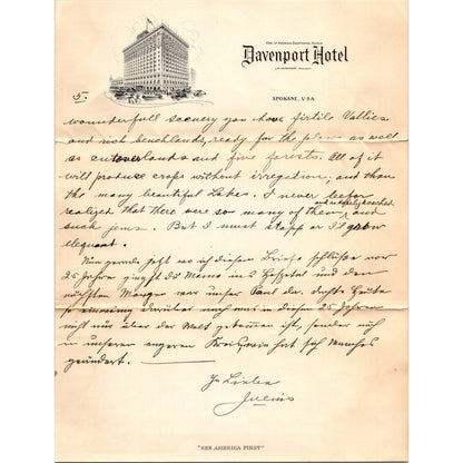 1927 Original Handwritten 5 Page Letter Davenport Hotel Letterhead Spokane WA C7
