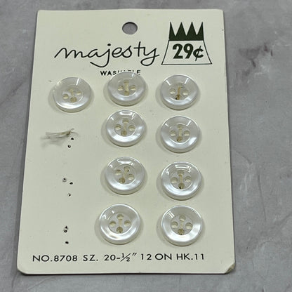 Vintage Lot of 9 Majesty Pearlescent 20 1/2 Buttons on Card 8708 SE2