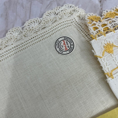 Vintage Lot of 6 Linen Napkins Handkerchiefs TF5