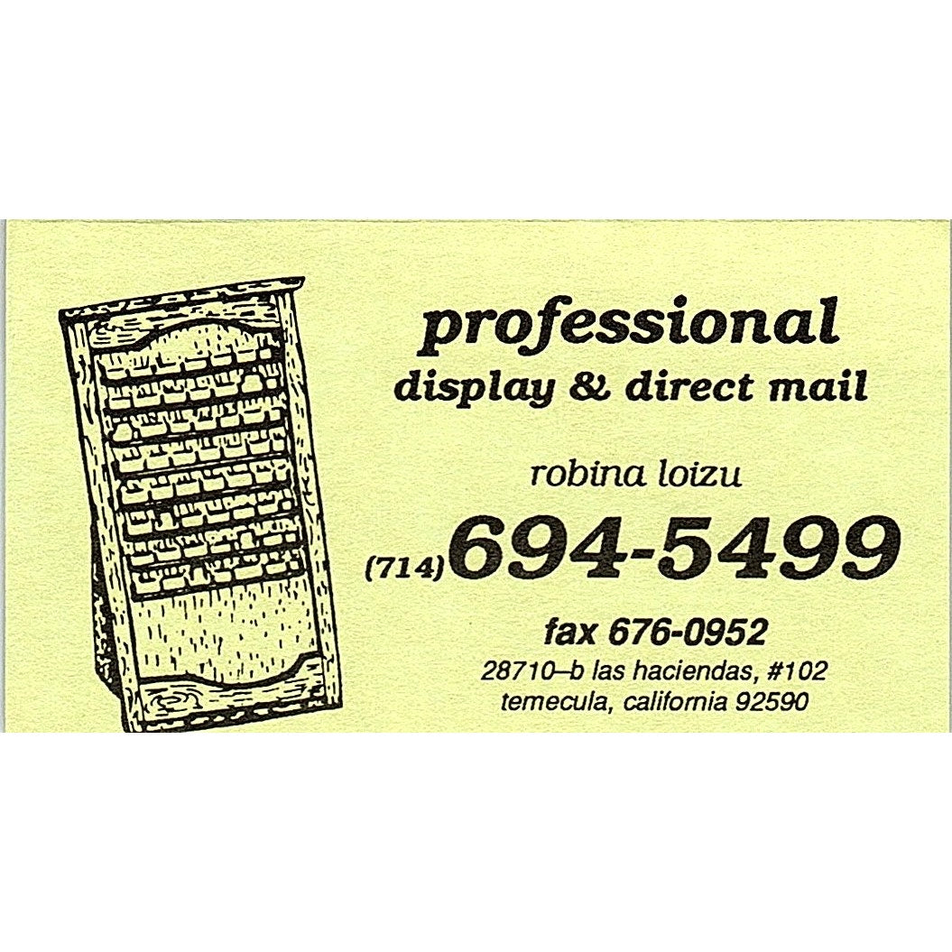 Professional Display & Direct Mail Robina Loizu Temecula Business Card SC9-B10