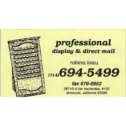 Professional Display & Direct Mail Robina Loizu Temecula Business Card SC9-B10