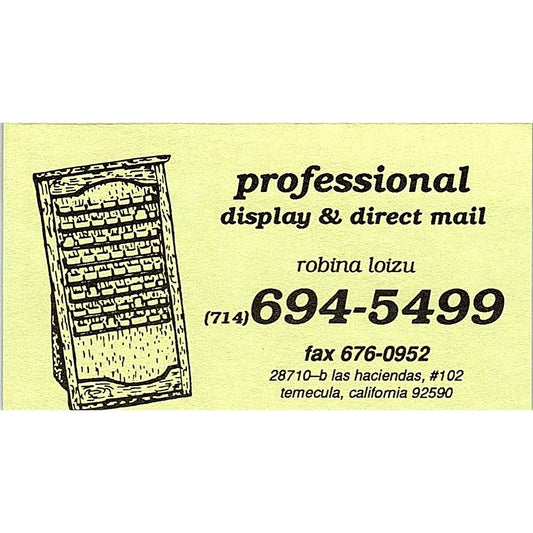 Professional Display & Direct Mail Robina Loizu Temecula Business Card SC9-B10