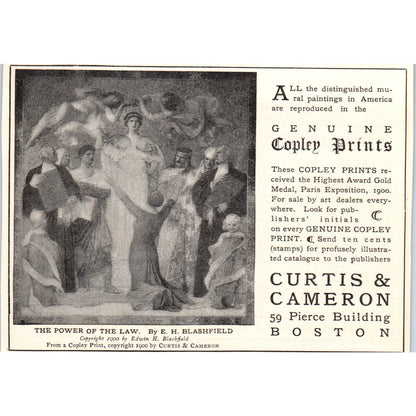 Genuine Copley Prints Curtis & Cameron Boston c1905 Victorian Ad AE9-MA3