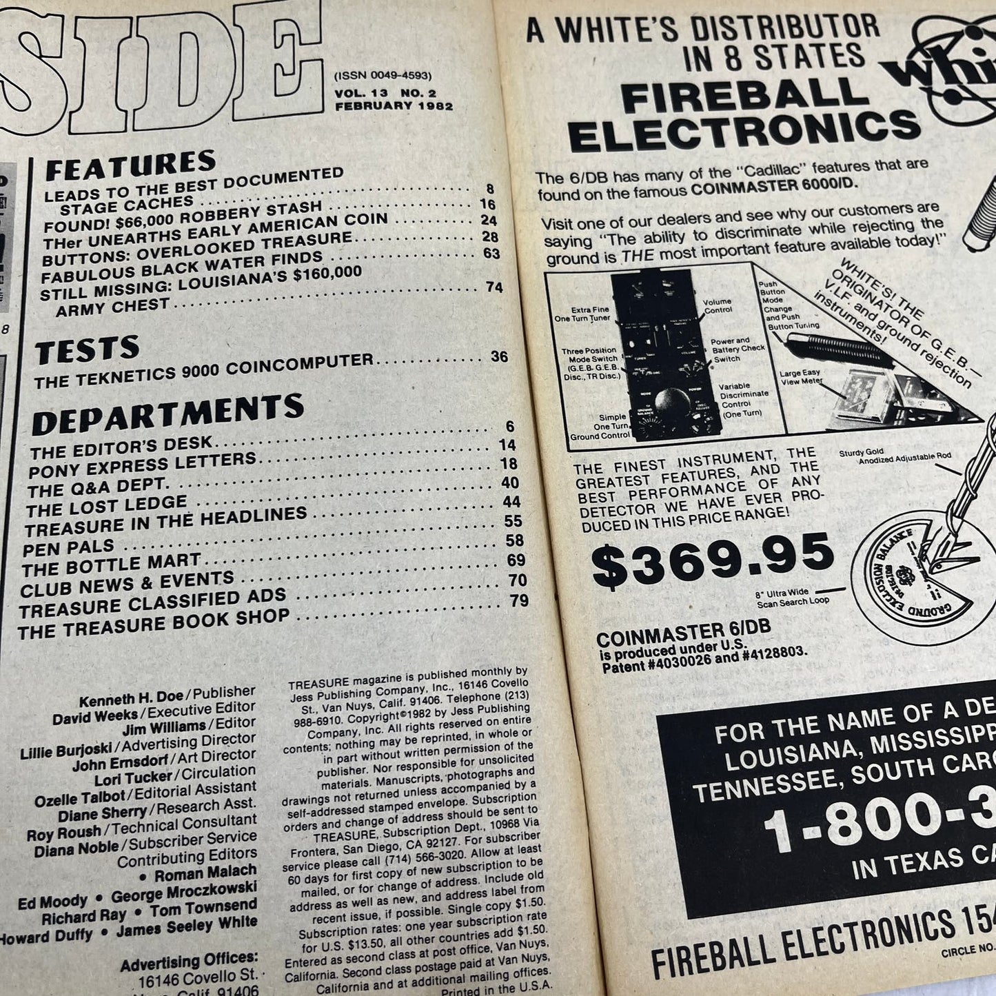 1982 Feb - Treasure Magazine - Treasure Hunting Metal Detecting Gold Coins M10