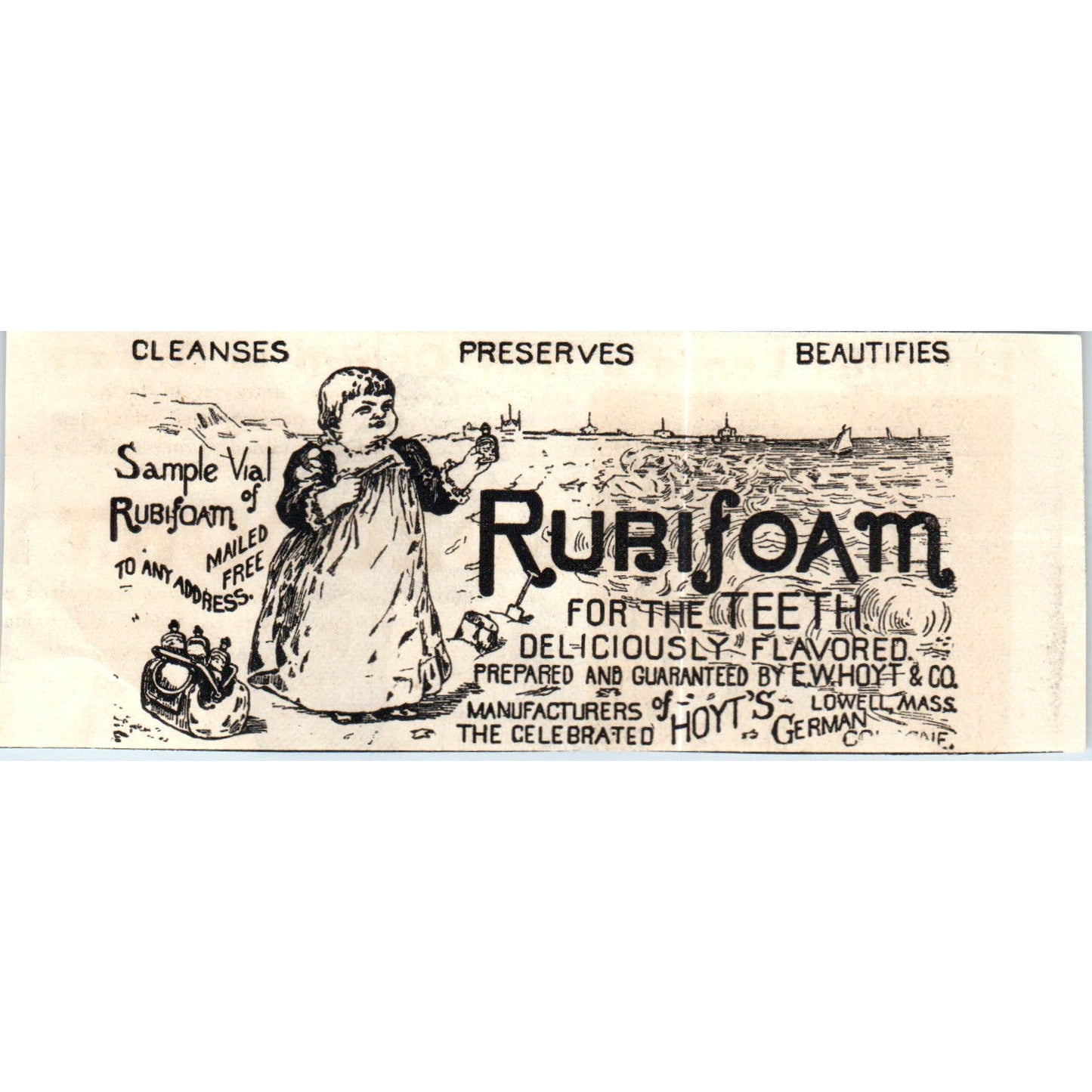 Rubifoam Tooth Cleaner E.W. Hoyt & Co Dentistry c1890 Victorian Ad AE8-CH5