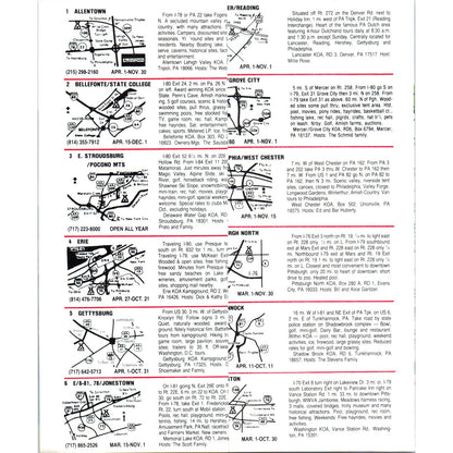 Vintage KOA Pennsylvania Campgrounds Fold Out Map & Travel Brochure TH2-O1