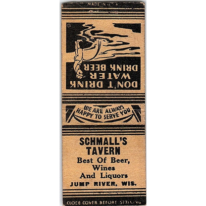 Schmall's Tavern Jump River WI Vintage Matchbook Cover SC7-Y10
