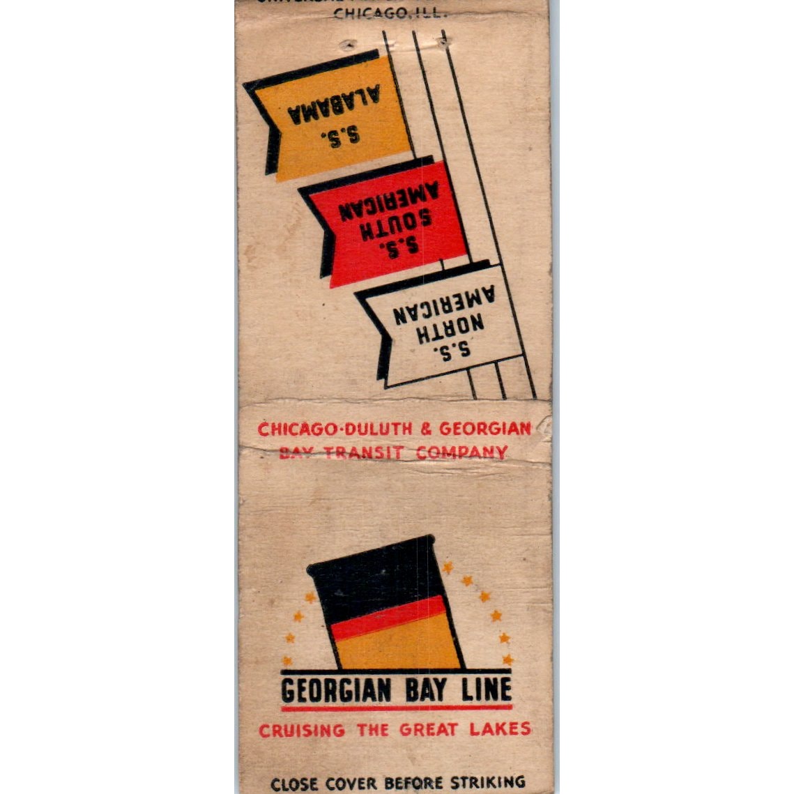 Georgian Bay Line Great Lakes Transit Company Vintage Matchbook Cover SF4-Y5