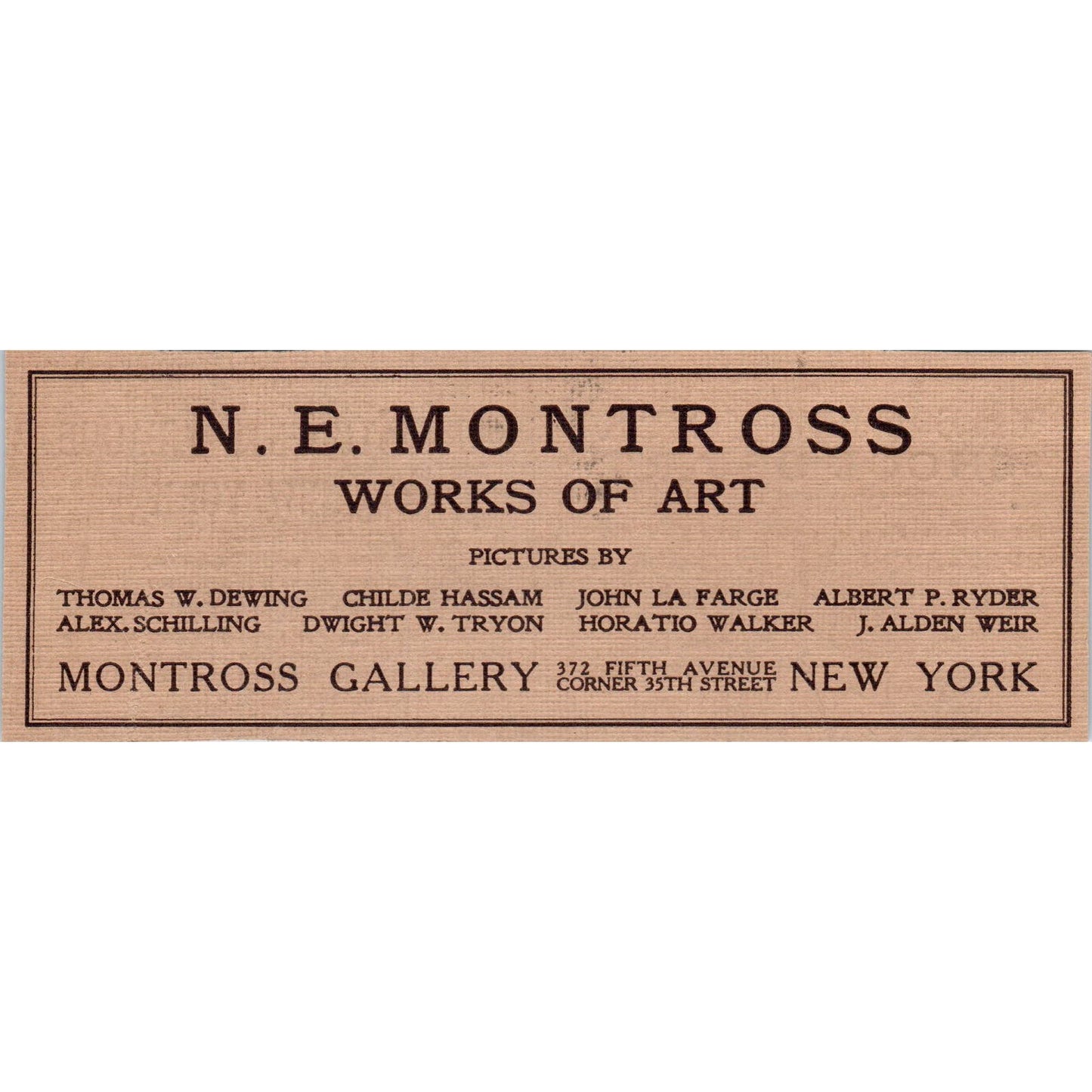 N.E. Montross Works of Art Montross Gallery NY c1905 Victorian Ad AE9-MA1