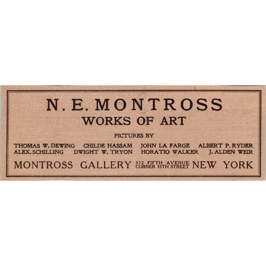N.E. Montross Works of Art Montross Gallery NY c1905 Victorian Ad AE9-MA1