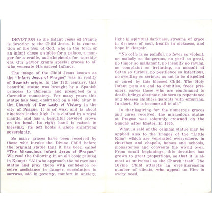 Miraculous Image of the Infant Jesus of Prague Vintage Prayer Leaflet TH2-PC2