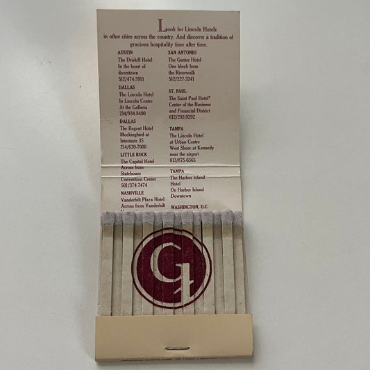 The Gunter Hotel San Antonio TX Feature Matches Vintage Matchbook TB7-XSM