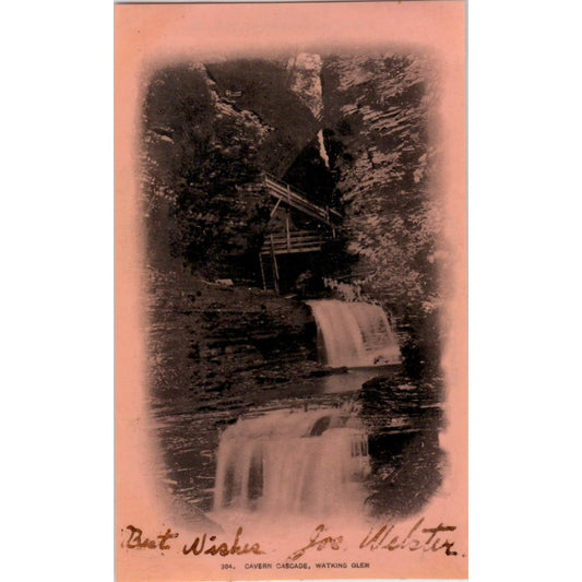 1800s Watkins Glen Cavern Cascade Celluloid Mailing Card Postcard PD3