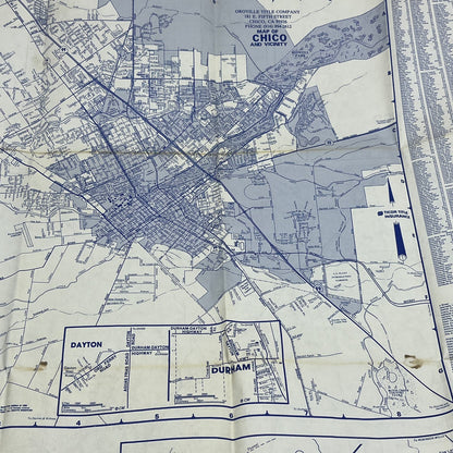 1986 Oroville Title Company Map of Butte County CA Fold Out Map TG9-E2