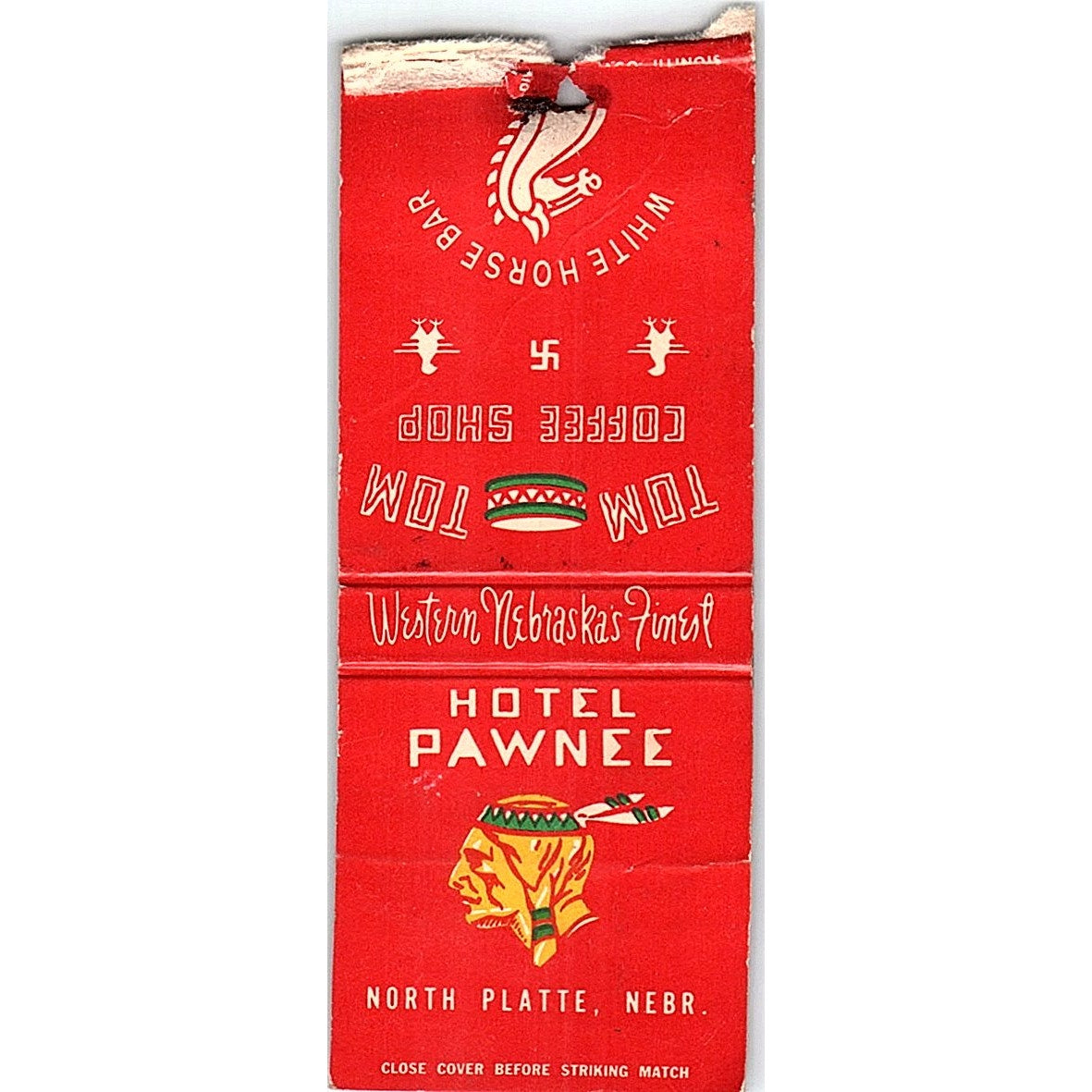 Hotel Pawnee North Platte NE Vintage Matchbook Cover SF3-Y5