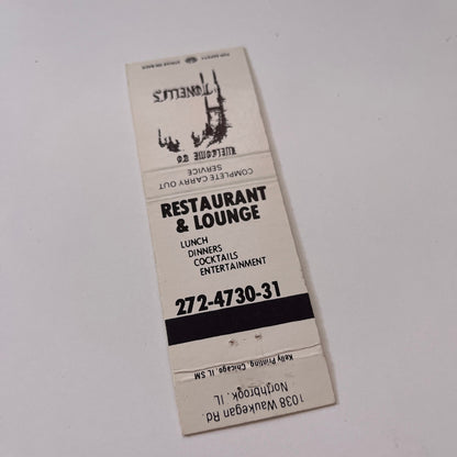 Tonelli's Restaurant Northbrook IL Vintage Matchbook Cover TB6-MB2-1
