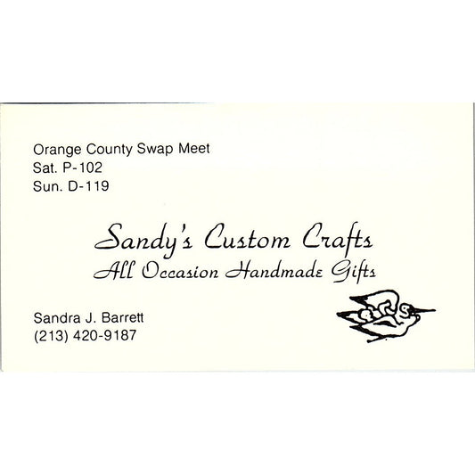 Sandy's Custom Crafts Sandra J. Barrett Gifts Orange County Business Card SF3-B4