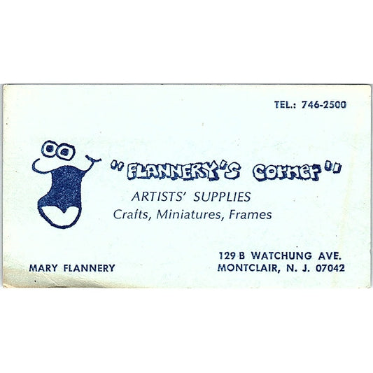 Flannery's Corner Mary Flannery Montclair N.J. Vintage Business Card SF3-B4