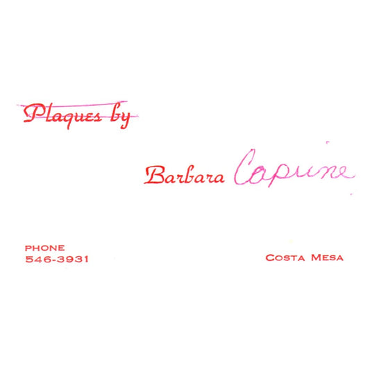 Vintage Plaques by Barbara Copune Costa Mesa CA Business Card SF3-B1