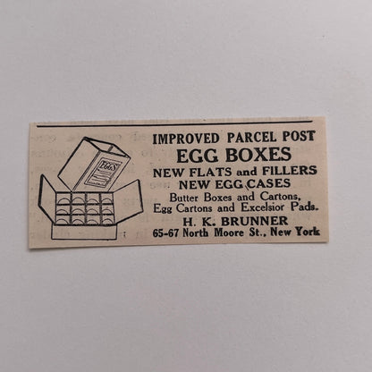 H.K Brunner Parcel Post Egg Boxes New York NY 1924 Ad AG3-S9
