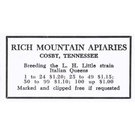 Rich Mountain Apiaries Italian Queen Bees Cosby TN 1964 Magazine Ad AK6-S15