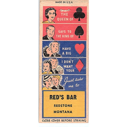 Red's Bar Redstone Montana Vintage Matchbook Cover SC7-Y2