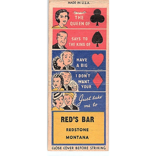 Red's Bar Redstone Montana Vintage Matchbook Cover SC7-Y2