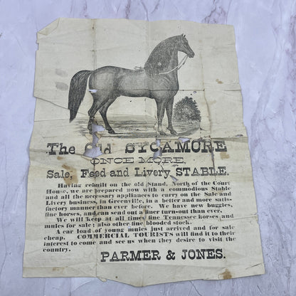 Parmer & Sons Livery & Stable Broadside Advertisement 9x12" Greenville AL AF9-4