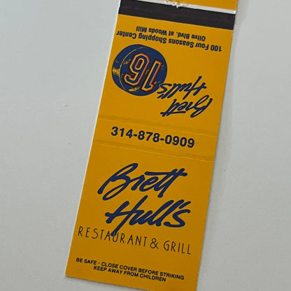 Brett Hull's Restaurant and Grill Woods Mill St. Louis Matchbook Cover TB6-MB2-4