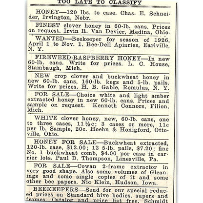 Honey Pails Wilkes-Barre Can Co Pennsylvania 1926 Ad AG3-M8