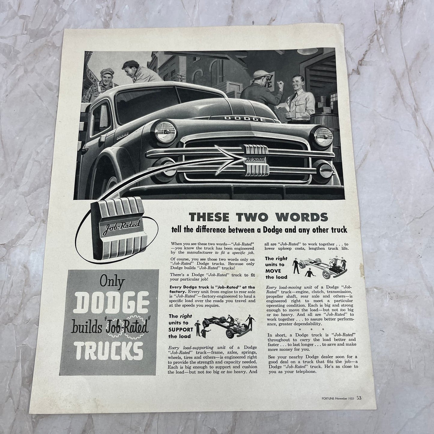 Dodge Job Rated Trucks 1951 Magazine Ad FL6-10
