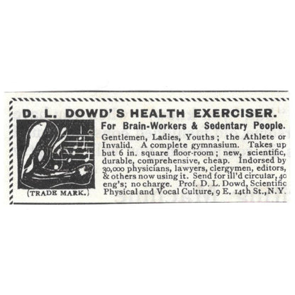 D.L. Dowd's Health Exerciser for Sedentary People c1890 Victorian Ad AE8-CH11