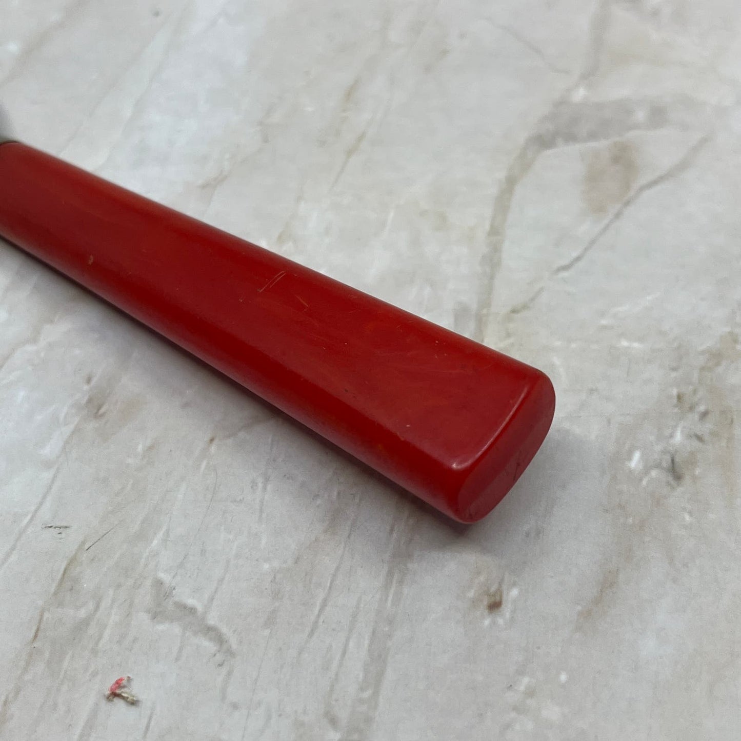 Vtg Red Bakelite Handled Pronged Cake Knife Pie Pastry Server 1930's TH5