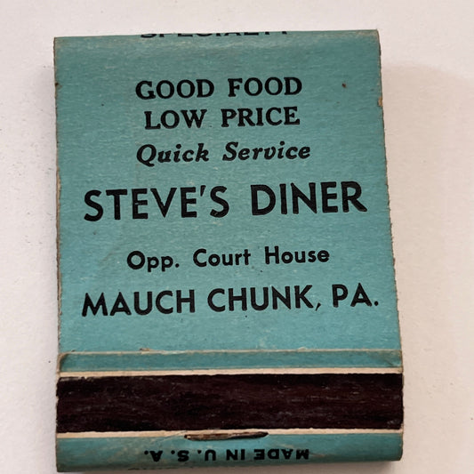 Steve's Diner Mauch Chunk PA Vintage Matchbook Cover TB8-MB3-10