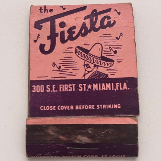 The Fiesta Mexican Restaurant Miami FL Vintage Matchbook Cover TB8-MB2-4