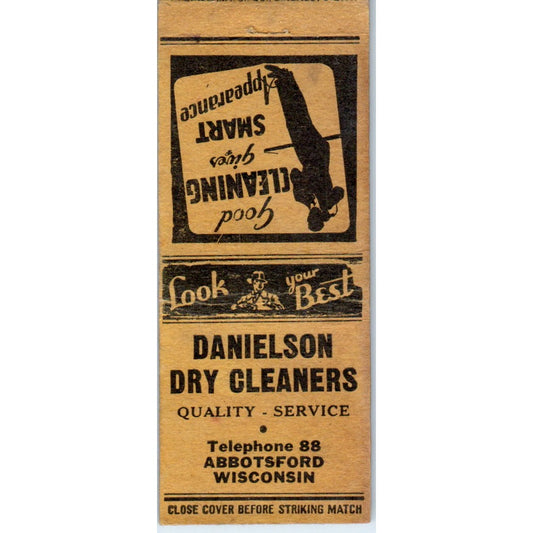 Danielson Dry Cleaners Abbotsford WI Vintage Matchbook Cover SD4-Y15