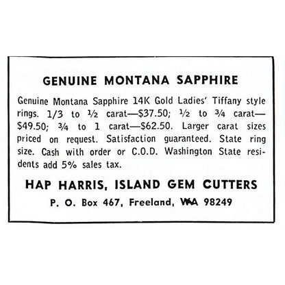 Spokane Rocks and Minerals Star Garnets Colbert Washington 1972 Ad AF8-M3